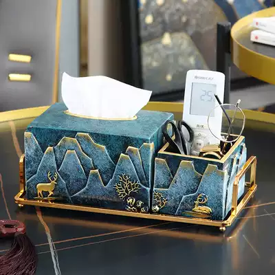 Tissue box new Chinese living room creative rockery Zen home decoration remote control storage box light luxury sanitary paper box