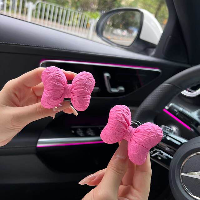 Cute pink bow car screen decoration ornaments
