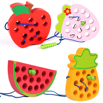 Large bugs eat fruit string string thread beads cheese thread teaching aids Montt early education center childrens toys