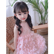 Girl Summer Dress Princess Dress Foreign Vest Dress Fluffy Dress Little Girl Cake Dresses Children Mesh Dress Sweaters Dress Fairy