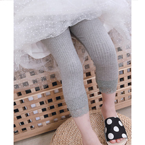 Girls spring autumn hit bottom pants thin outside wearing Korean version Ocean Gas Little Girl 2022 Spring Dress New Kid Skintight Pants