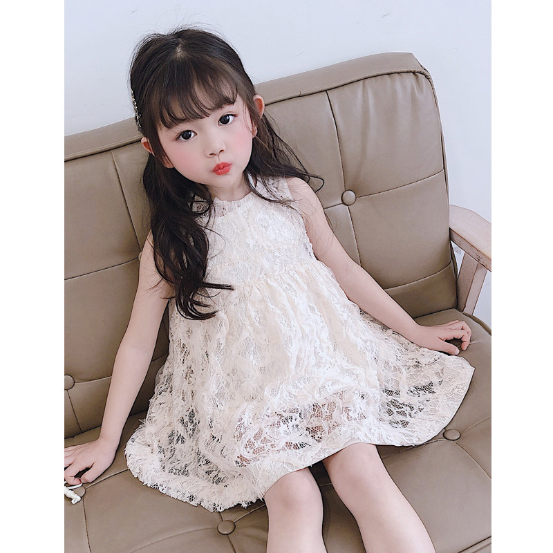 Girls sleeveless vest dress summer skirt sends a princess dress 2022 summer new children lace dress fairy