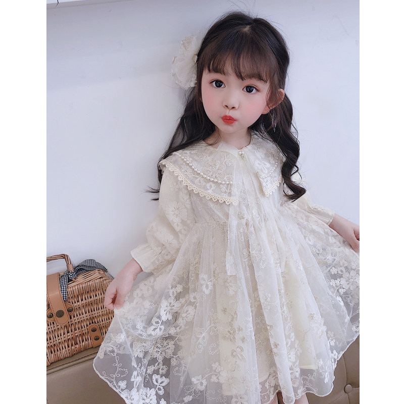 Girls long sleeve dress Spring and Autumn Yangqi baby skirt 2022 autumn dress new children's puffy gauze princess skirt fairy