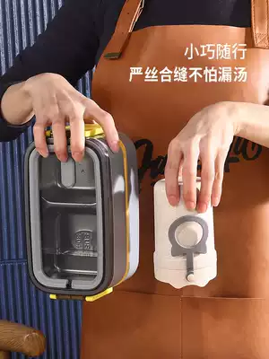 304 stainless steel lunch box divider type office worker insulated lunch box can be heated double-layer portable bento box