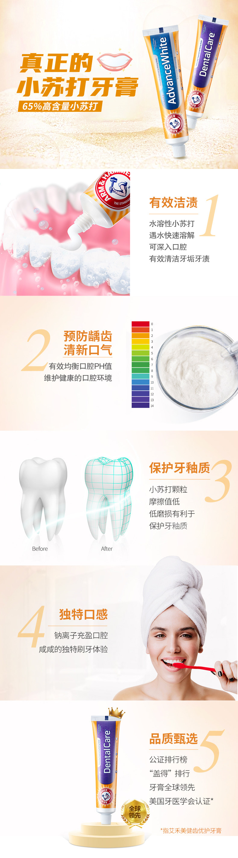 临期 美国进口 ARM&HAMMER  艾禾美 小苏打去烟渍牙渍美白牙膏 健齿优护178g*3件 天猫优惠券折后￥25包邮包税 舒敏修护121g*3件可选