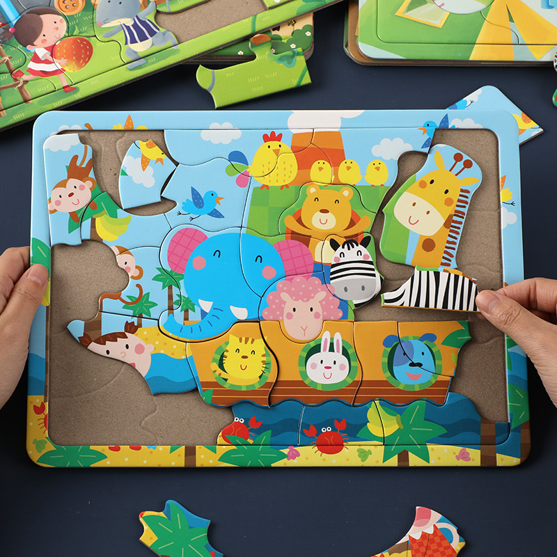 Children's brain puzzle 2 young children 3 years old 4 boys 5 girls intelligence cartoon baby flat map early education educational toys