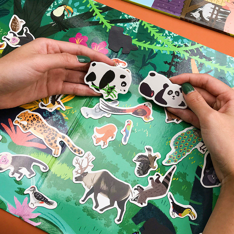 Children's magnet sticker book 3 Baby 4 kindergarten 5 year old 6 Yi smart panda paste cartoon early teaching toys