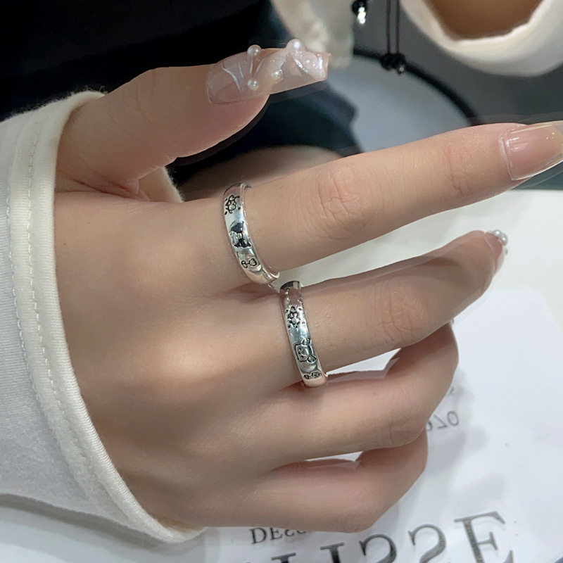 srrmhyn minima Paccia Dog Cuomo Rings Lovers to the Withdrawal Sweet fashion Temperament Superior Girlfriends 100-Taobao