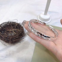 Hong Kong is born pure silver s999 small crowddesign Japan-ROK fashion double line frosted opening bracelet female lukewarm ethos