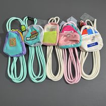Mobile phone lanyard with small bag trendy dopamine travel colorful soft small school bag coin purse diagonal cross rope mobile phone