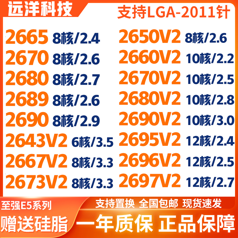 E5 2650 2660 2667 2670 2680 2689 2690 2695 2696 2697 V2 CPU