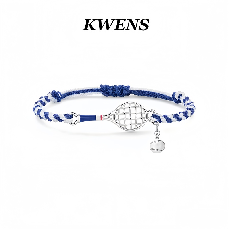 Kwens French Tennis Racket Sports Braided Bracelet, Adjustable, Light Luxury, Niche, High-End, Versatile Hand Accessory