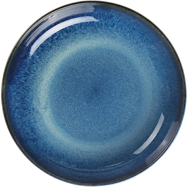 Creative move variable glaze blue ceramic tableware restoring ancient ways the eat salad dish soup plate FanPan dish dish dish of household
