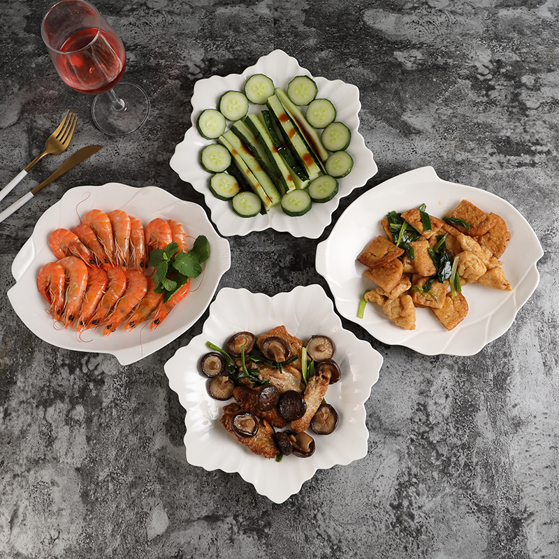 Household food dish ceramic white plate microwave oven plate hot and cold dish soup plate of fruit breakfast tray package mail