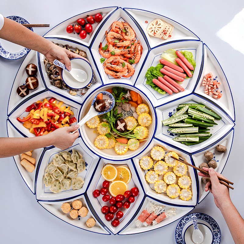 The Set of web celebrity suit platter tableware portfolio creative household reunion dinner dishes ceramic dish plate round plate