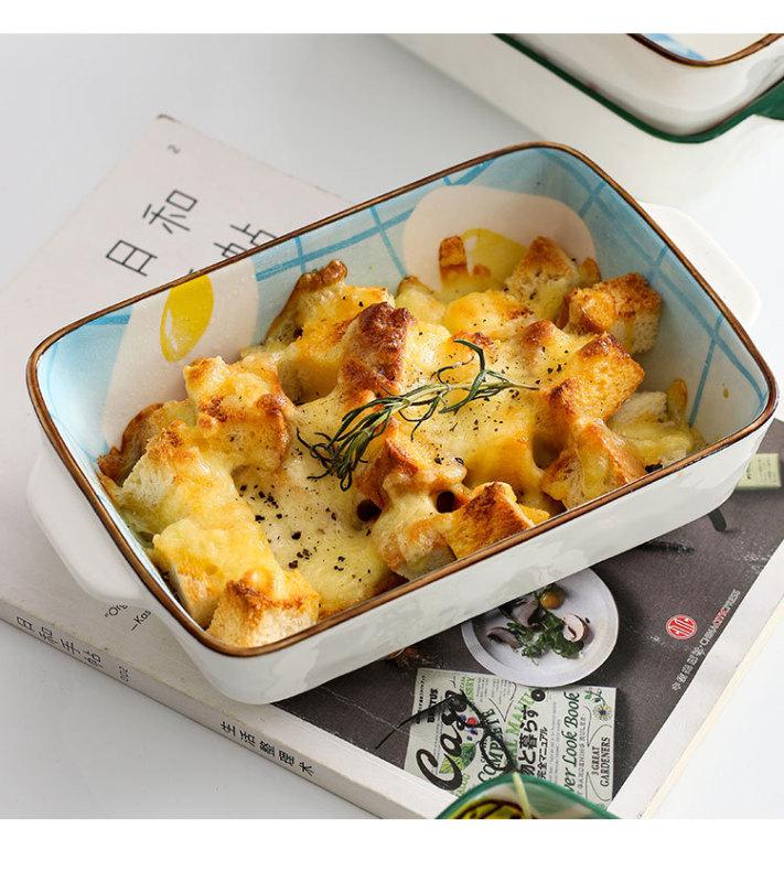 Tableware Nordic ears plate cheese baked bread and butter baked FanPan household ceramic baking oven roasted bowl baking dish
