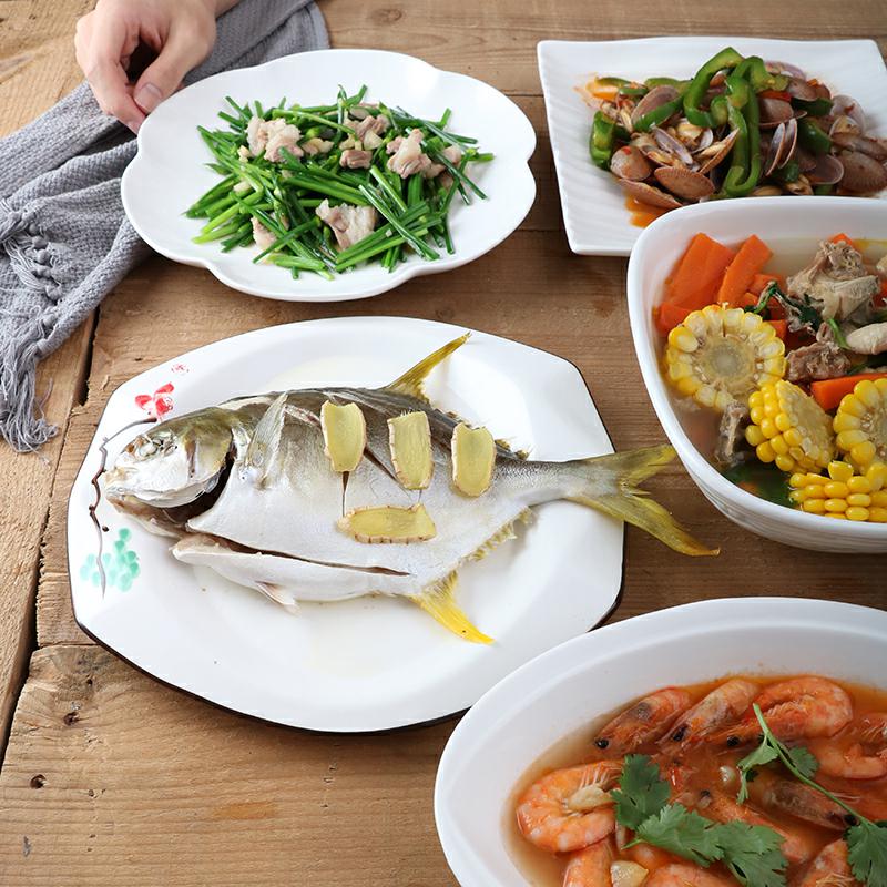 European creative irregular food dish plate hotel hotel ceramic rectangular plates plate of white table cutlery set