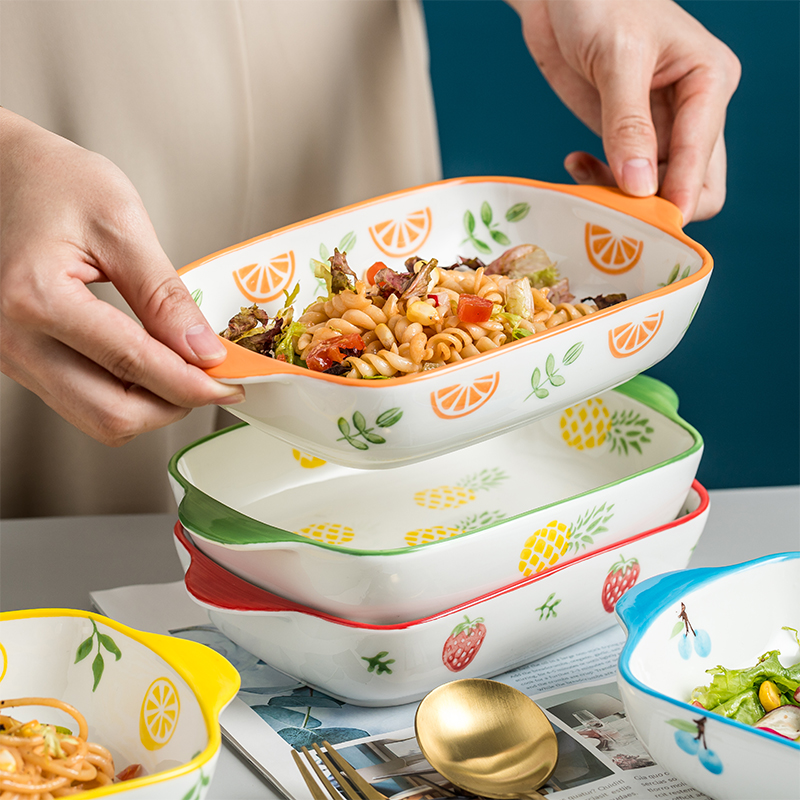 Web celebrity tableware for FanPan ceramic dish dish dish creative household microwave oven for baking pan bake bowl of my ears