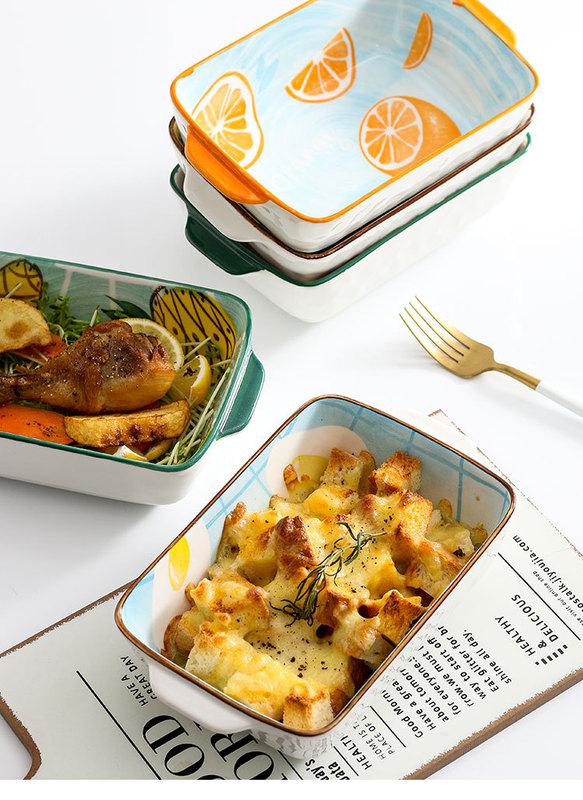 Tableware Nordic ears plate cheese baked bread and butter baked FanPan household ceramic baking oven roasted bowl baking dish