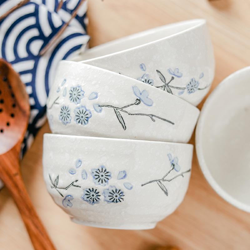 Use of household eat 10 bowls Bowl set creative ceramic Bowl of Japanese soup Bowl rice bowls snowflakes dishes