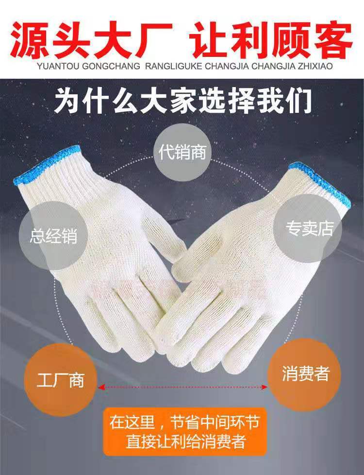 手套劳保耐磨线手套尼龙手套工作劳动白棉纱