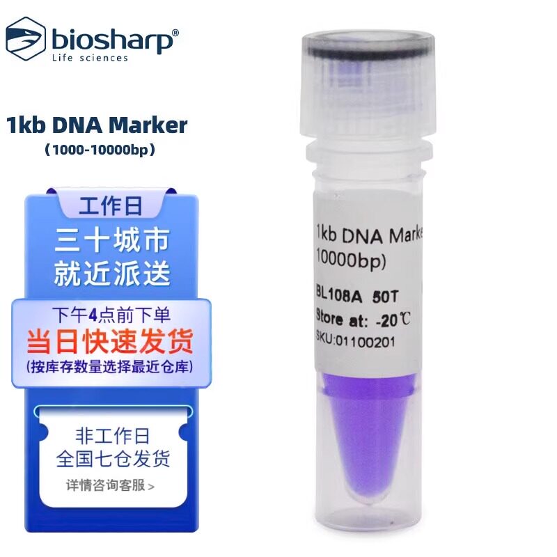 白鲨 BL108A 1kb DNA Marker 分子量标准(1000-10000bp)