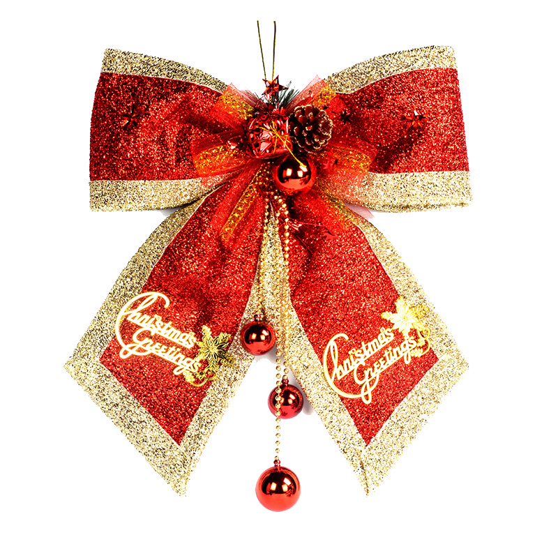 Christmas Decorations Size Red Gold Christmas Tree Bow Tie Shop Window Glass Door Hanging Wall Hanging Hotel Beauty Chen