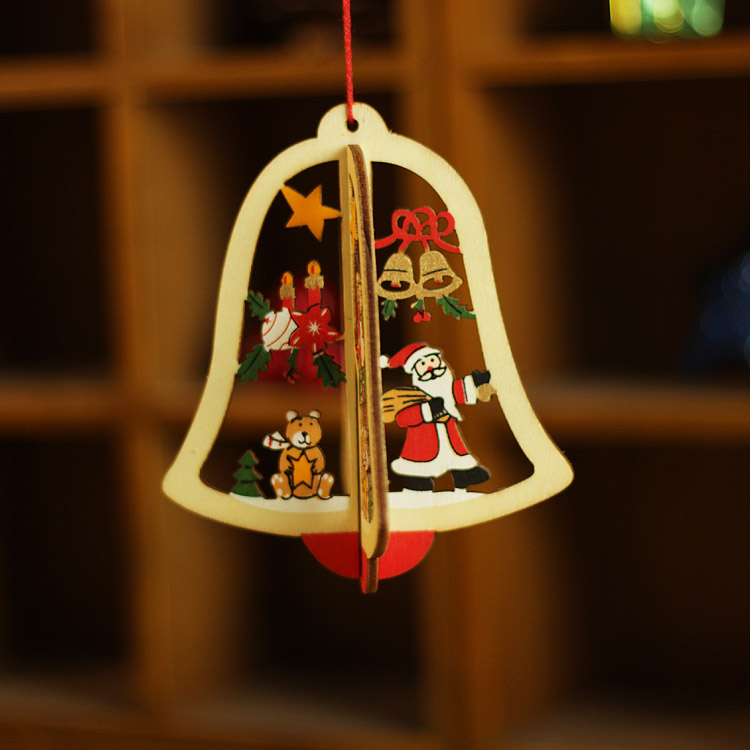 Christmas Decorations Gift Stereoscopic Wooden Pentagram Christmas Tree Accessories Pendant Mall Shop Window Suspended Ceiling Hanging