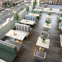 Dessert café bar dairy tea shop sofa table and chair combined light luxury iron art by wall card sofa