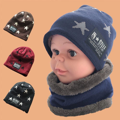 Детский шарф, демисезонная шапка для мальчиков, ветрозащитный бархатный удерживающий тепло шарф-платок