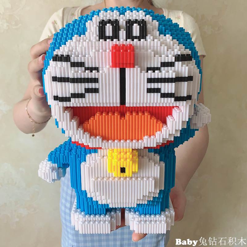 Big number Doraemon A dream machine cat building block tiny grain girl adult assembled toy puzzle bites for cat presents