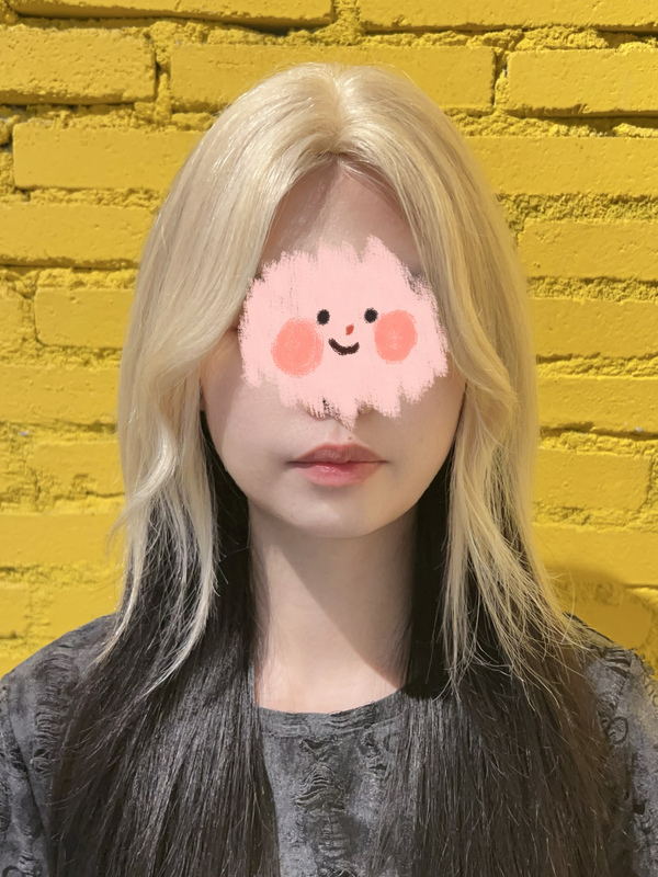 White Gold Hair Topper for Awkward Hair Dyeing Period, Pudding Head Bangs Hairpiece, High Crown Gold Wig with Flat Bangs White Gold Hair Topper for Awkward Hair Dyeing Period, Pudding Head Bangs Hairpiece, High Crown Gold Wig with Flat Bangs
