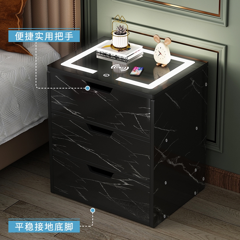 Bed Head Cabinet Light Lavish Bedroom Bedside Cabinet Minimalist Modern Light Lavish Smart Wireless Charging With Lamp Simple Containing Cabinet