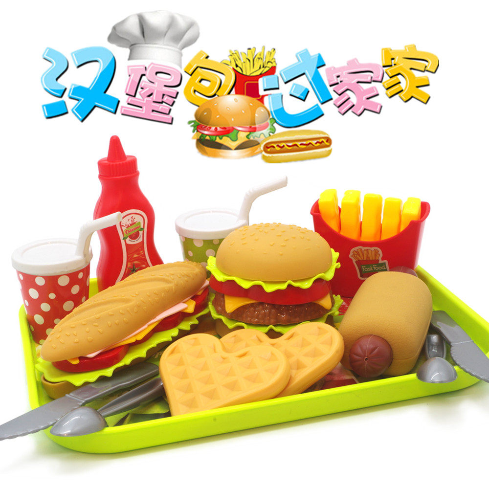 Children's set toy 2020 Children's Day Hamburger toy simulation fried chicken plastic fries props