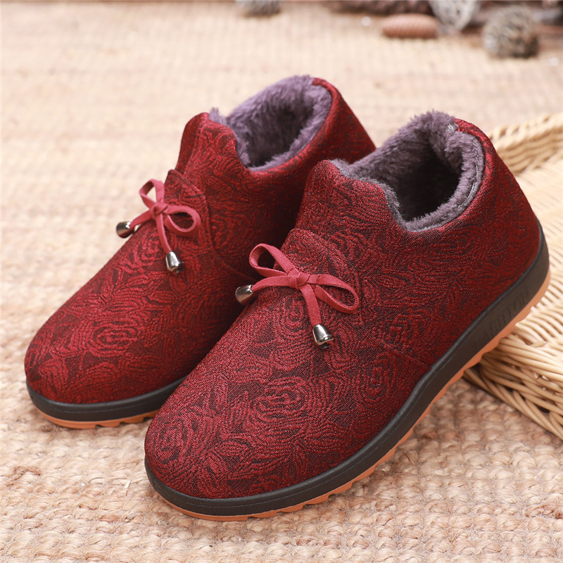 Winter new old Beijing cloth shoes women's cotton shoes plus velvet thick shoes warm soft bottom non-slip shoes beef tendon bottom mother shoes