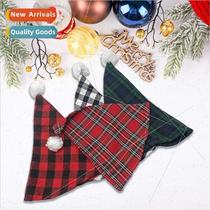New Plaid Cotton Christmas Hat Christmas Decoration Hat Adul