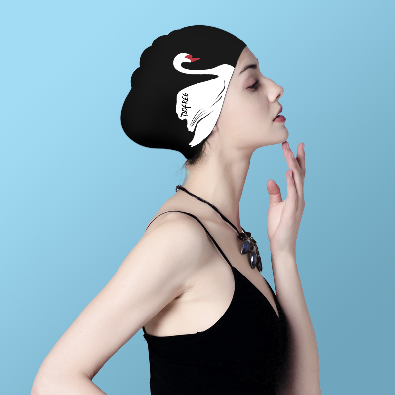 Duofanlin swimming cap women's waterproof and long hair special increase hair care silicone swimming cap swimming goggles set