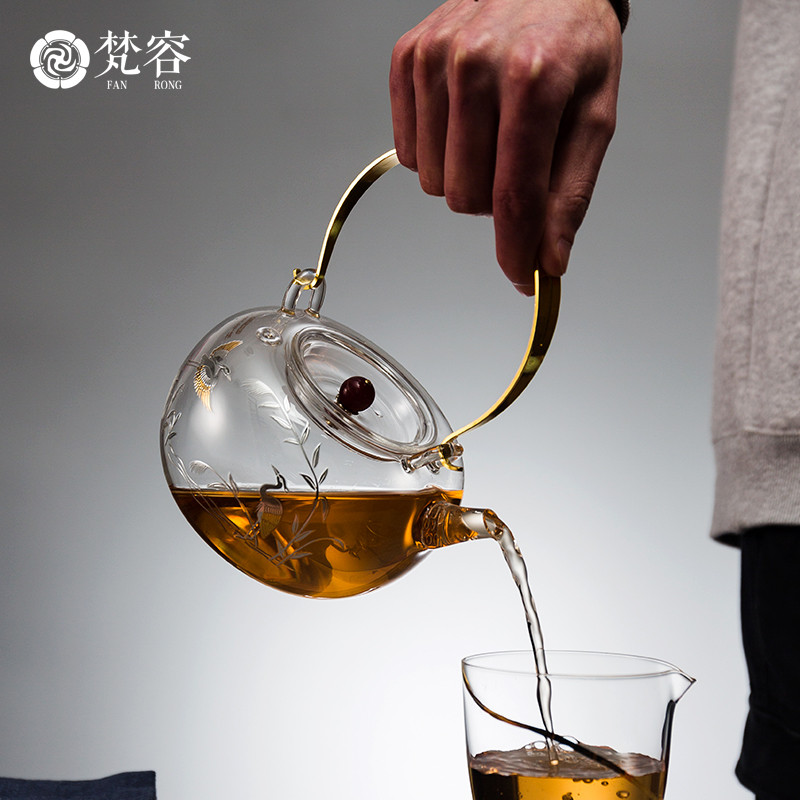 Vatican burn it let the gold and silver glass electric kettle TaoLu household palace Japanese cooking pot tea, tea set