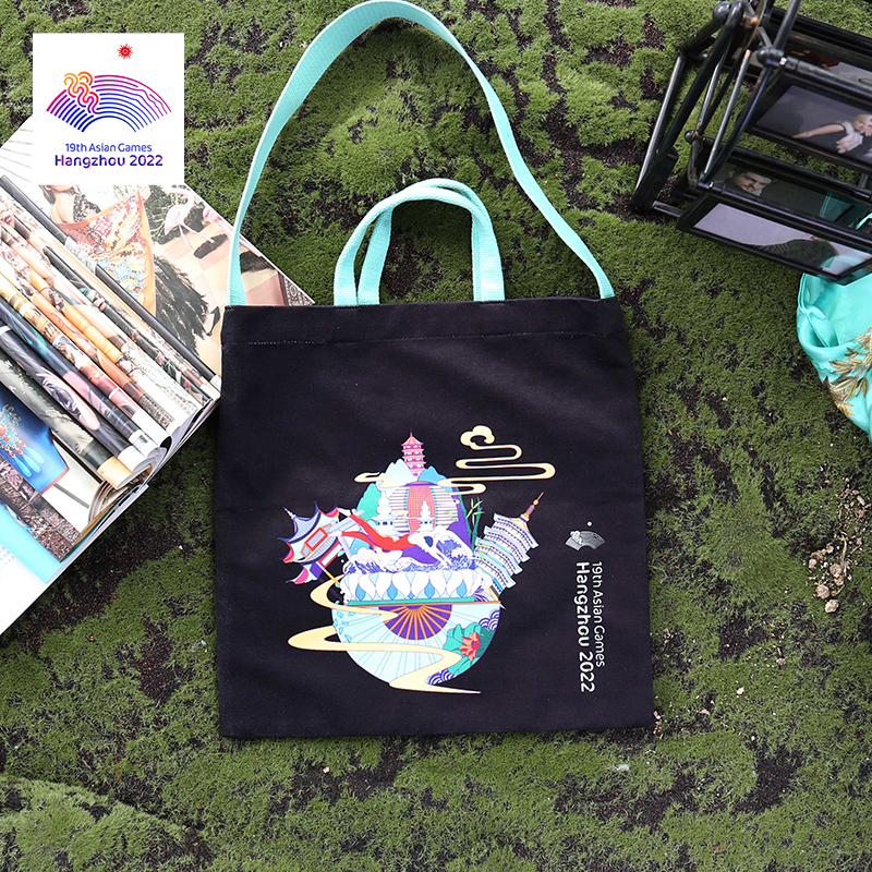 Tides surging Hangcheng series theme Art girl printed handbag environmental protection bag shoulder canvas bag Hangzhou Asian Games