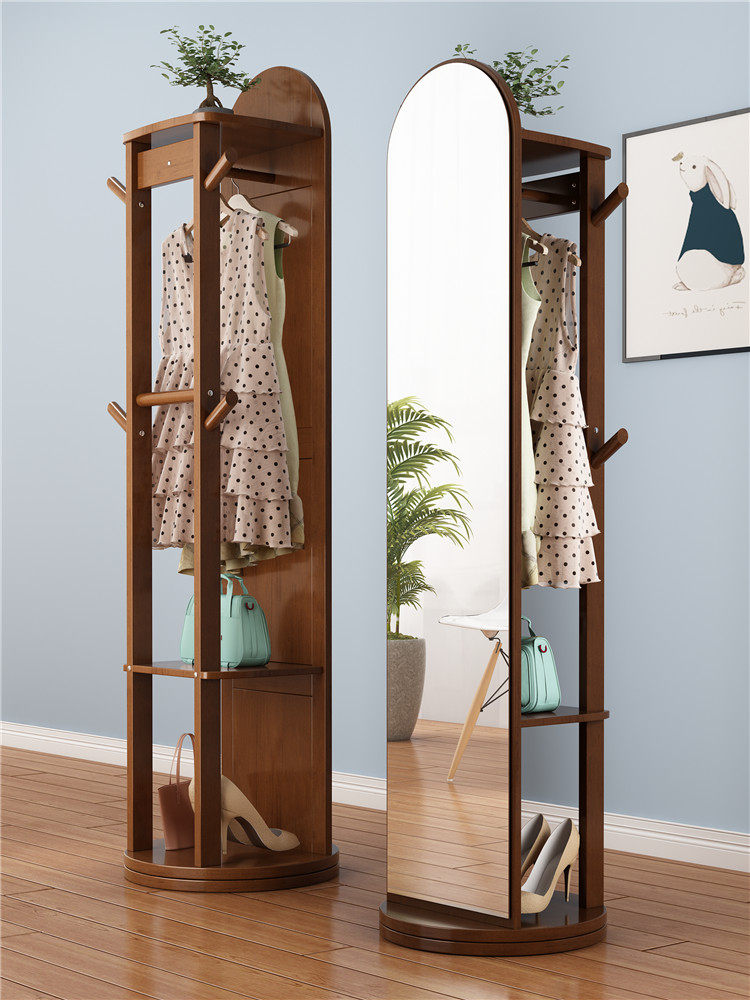 Full-length mirror full-length mirror solid wood floor-to-ceiling mirror rotating home multi-functional vertical hanging cap full-body mirror hanger one