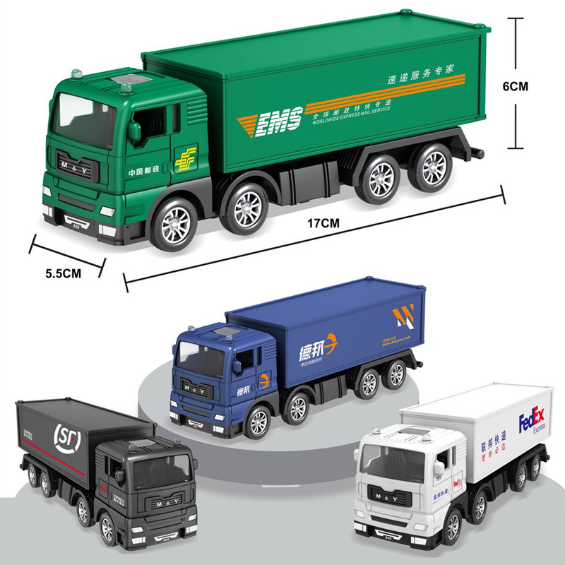 Simulation Inertial Express Delivery Car Accessible Door Container Large Wagon Car Model Boy Container Truck Children's Toy Car