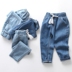 . Boy của mỏng denim quần dài mùa xuân và mùa thu mùa hè váy baby trẻ em dành cho trẻ em của đứa trẻ chống muỗi quần cô gái thủy triều. 