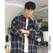 Dài tay cửa hàng mùa xuân và mùa thu xu hướng nghệ thuật Hàn Quốc phiên bản của chiếc áo sơ mi sinh viên áo của nam giới và phụ nữ áo inch retro áo khoác nam