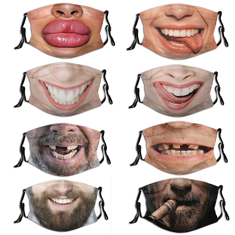 Funny Face Mask Tiktok Style Realistic Human Face Mask Humorous Half-Face Prank Expression Personality Creative Quirky Alternative