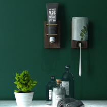 Nordic solid wood electric toothbrush holder Multi-function shelf Suction wall-free hole-free black walnut brass toothbrush holder