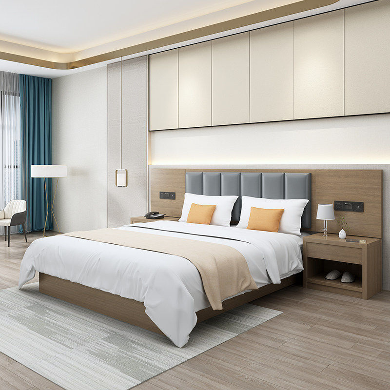 Nanning factory direct selling hotel furniture standard room full set hotel bed simple hotel room TV cabinet bed customization