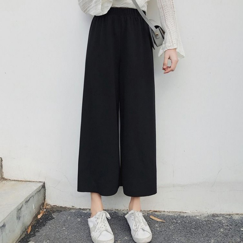Narrow Black Cropped Wide-Leg Pants for Women, Summer 2025 New Style, Super Popular, Loose, Lazy Style, High-Waisted, Drapey, Petite Size