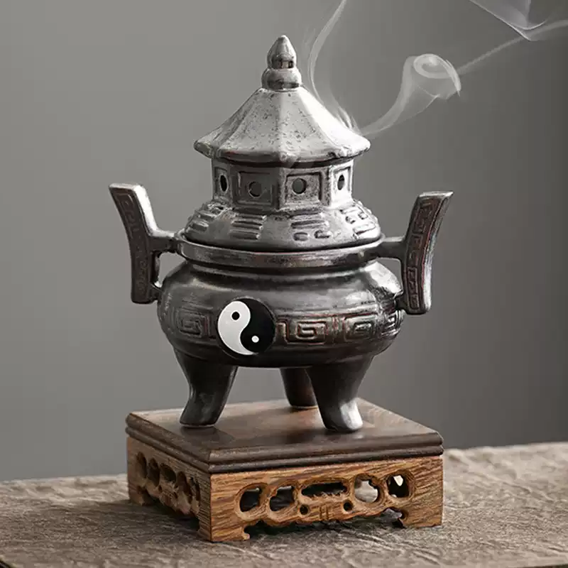 太上老君炼丹炉禅意太极八卦盘香炉家用室内香薰陶瓷