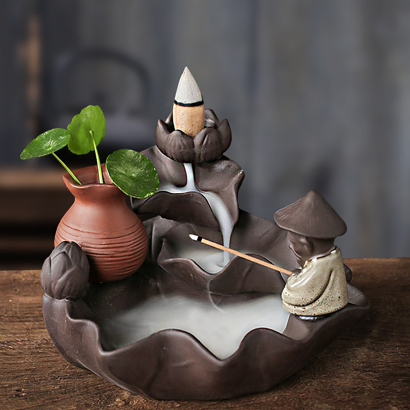 禅意无相观音盘香炉檀香沉香熏炉室内茶道书房陶瓷工艺品家用摆件