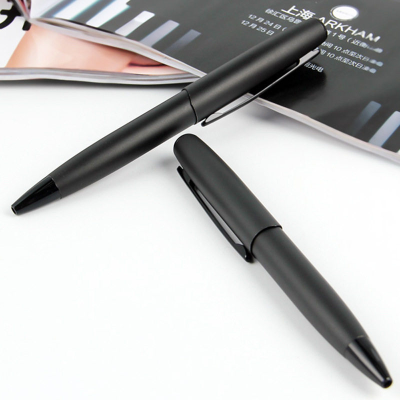 Men's simple atmosphere business office ballpoint pen classic high-end black rotating metal signature pen advertising customization